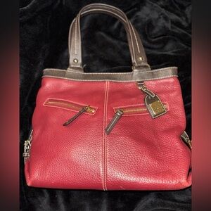 Dooney And Bourke Brown Pebbled Leather Sara Purse Handbag